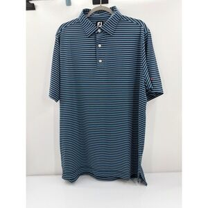 FootJoy‎ Mens ProDry Performance Striped Golf Polo Shirt Blue Navy Large FJ